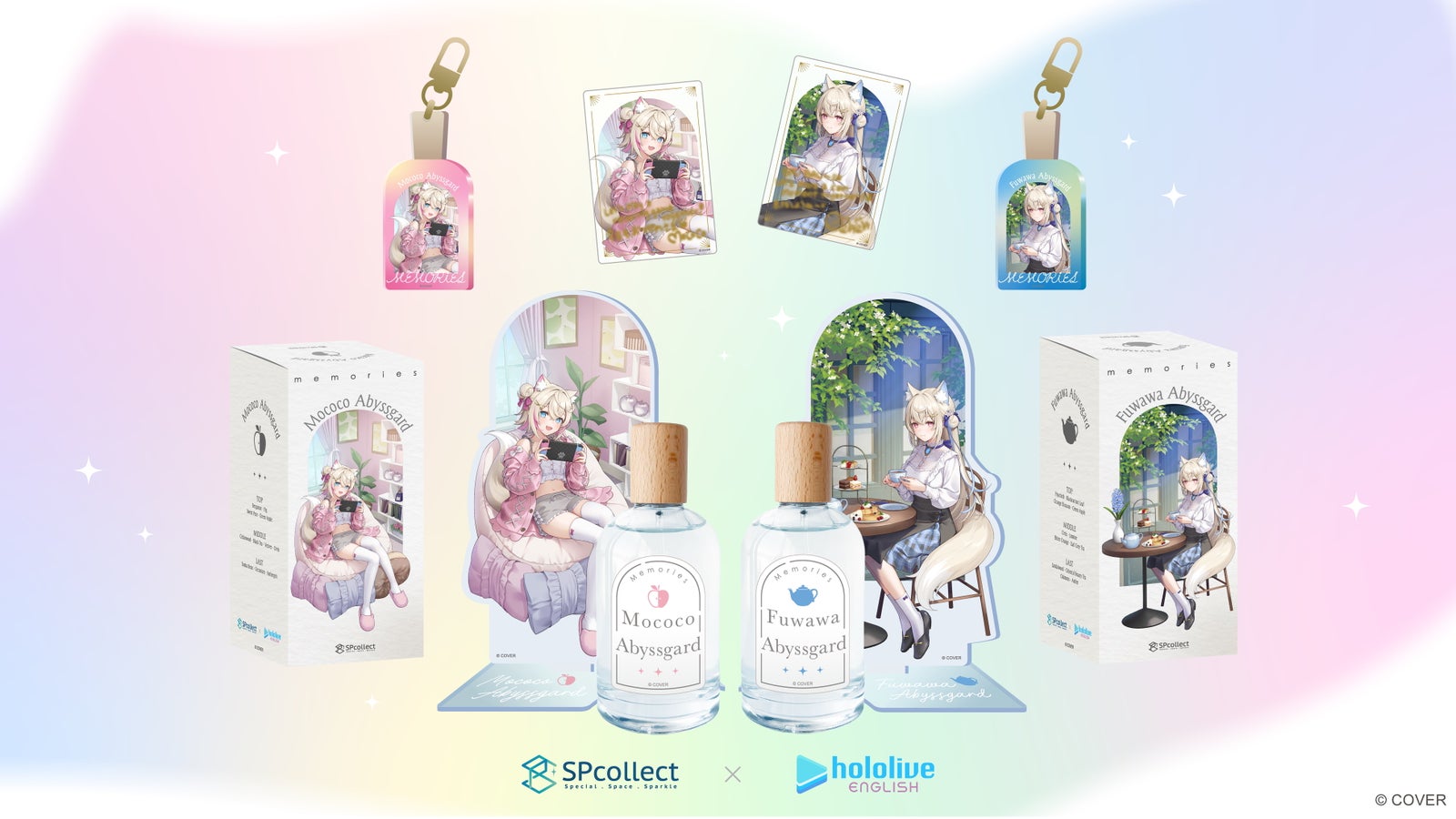 MEMORIES Special Duo Set with newly shot visuals on an acrylic stand, clear card, and keychains