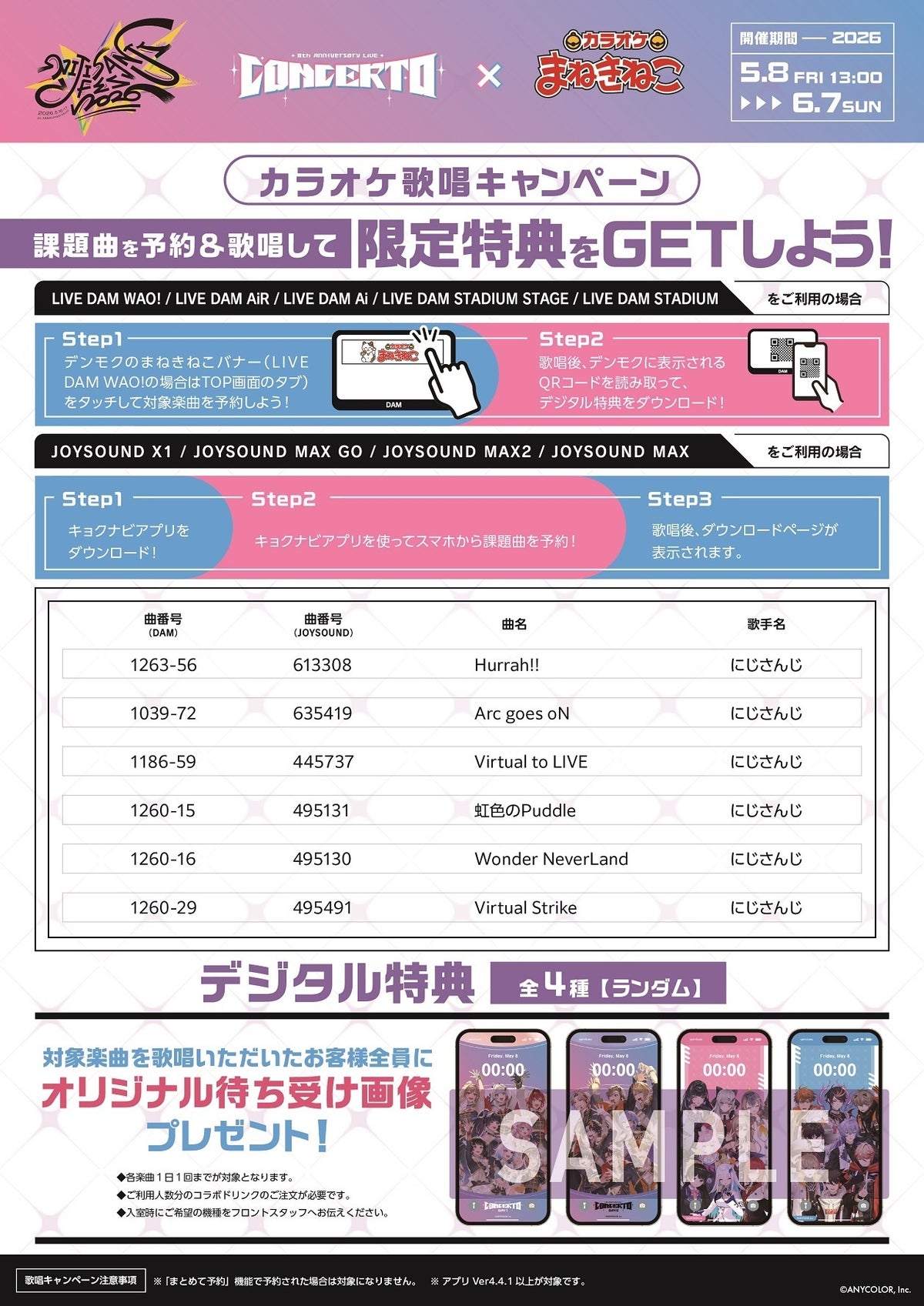Nijisanji singing campaign designated songs list