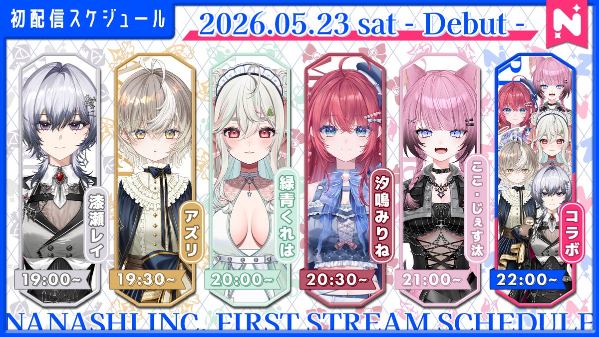 Key visual featuring the five new Nanashi Inc. members