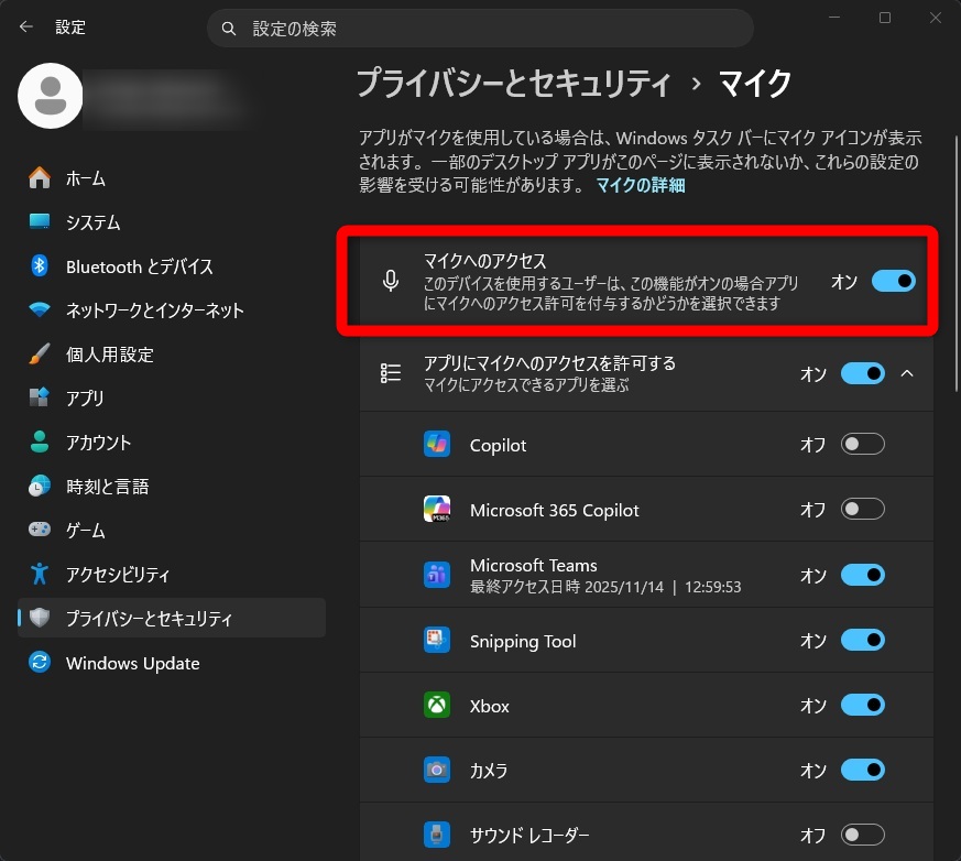 Check Windows microphone access permission