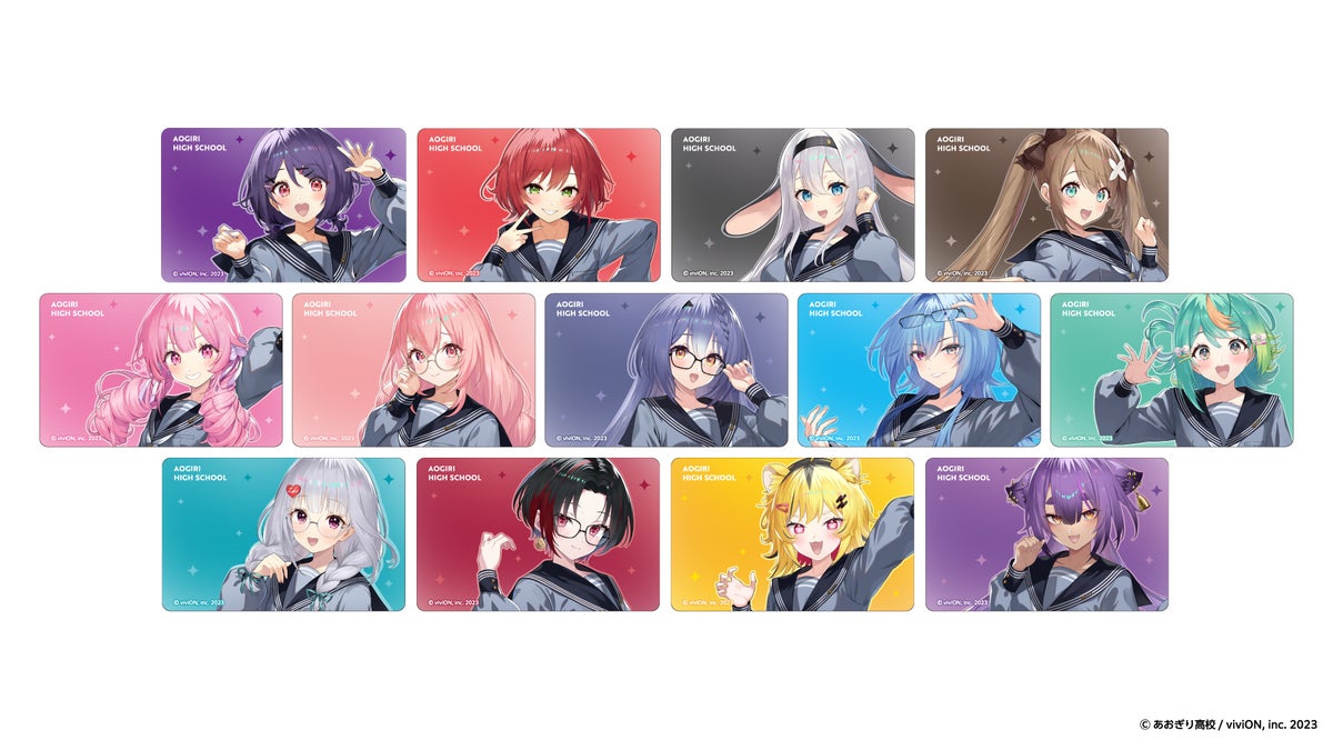 13 original-design viviON JCB Cards featuring the 13 members of Aogiri Highschool