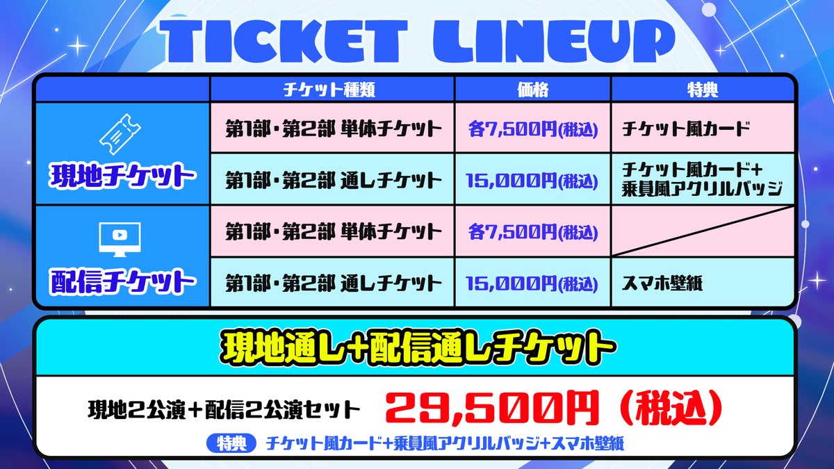 Yamato Iori 2nd Solo Live ticket lineup table
