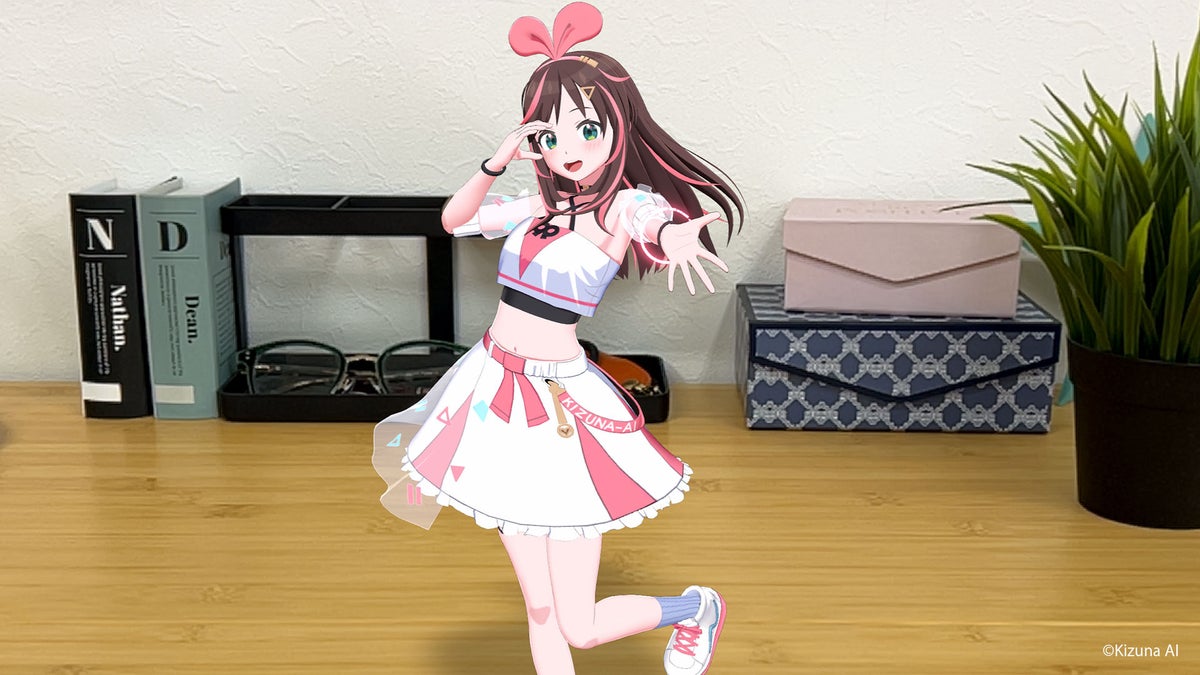 Kizuna AI digital figure displayed in a real space using AR