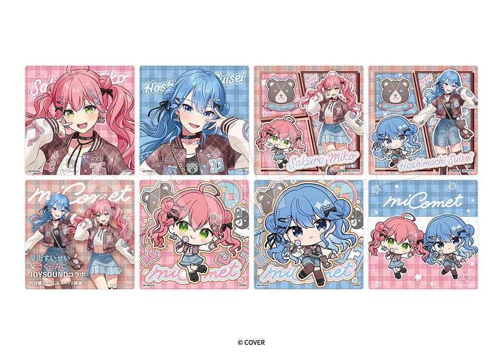 Merchandise featuring new visuals of Sakura Miko and Hoshimachi Suisei