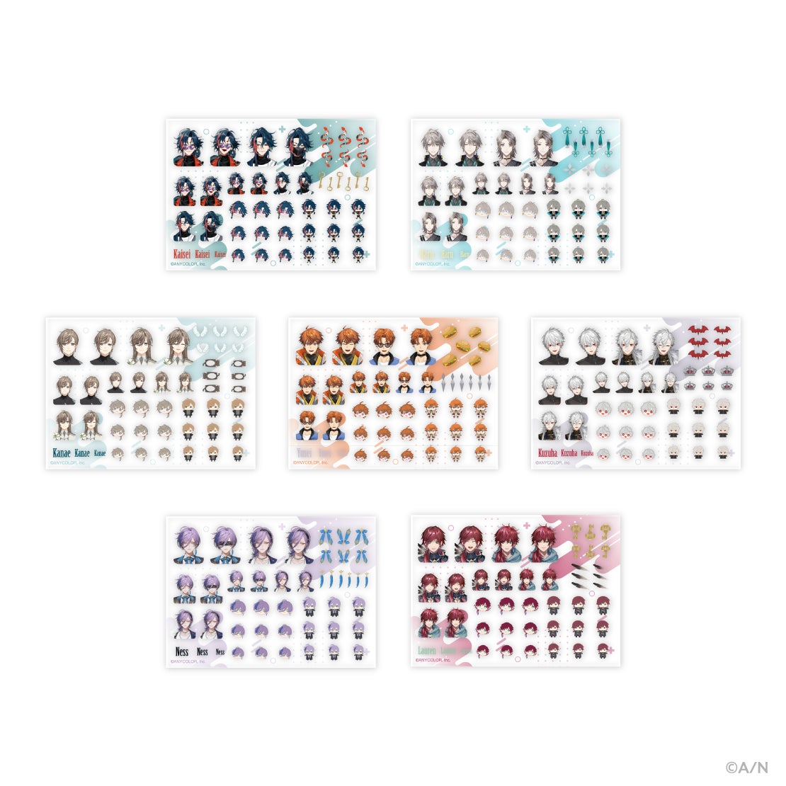 Sheet stickers, all 7 types