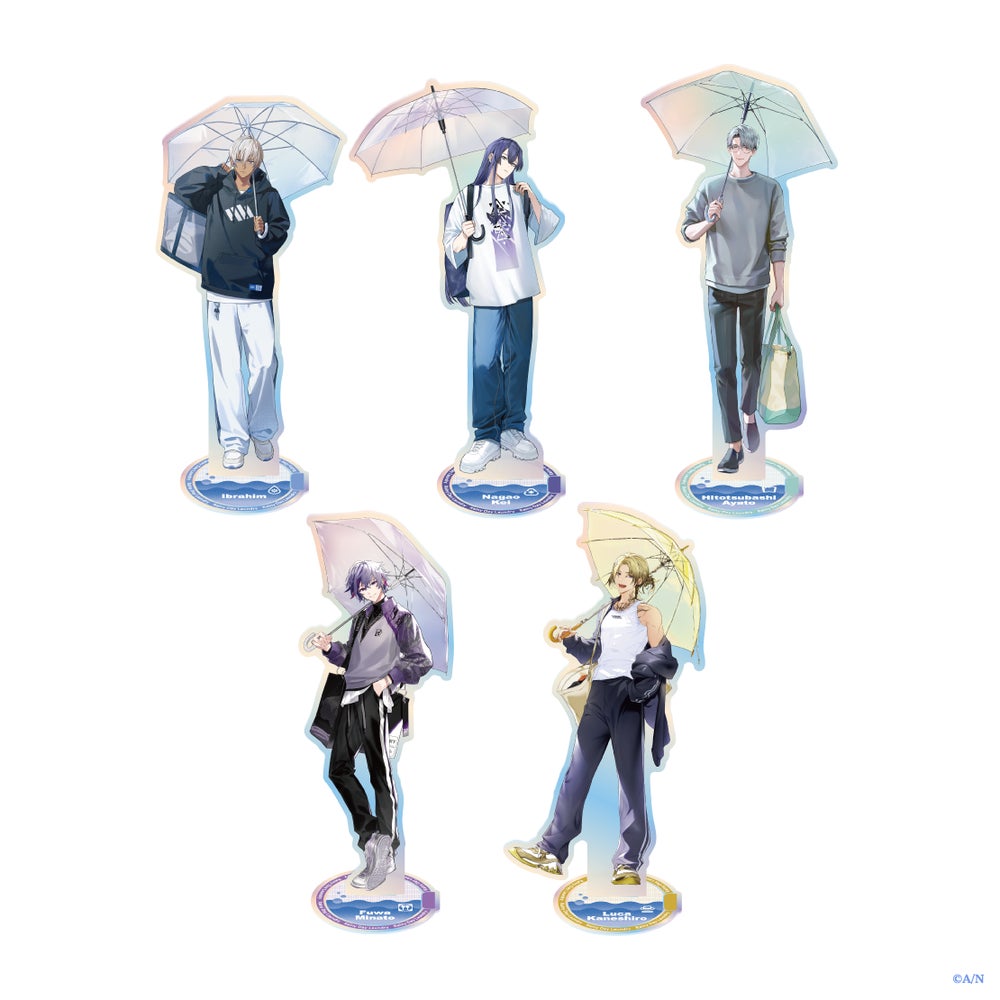 Rainy Day Laundry Aurora acrylic stands, all 5 types