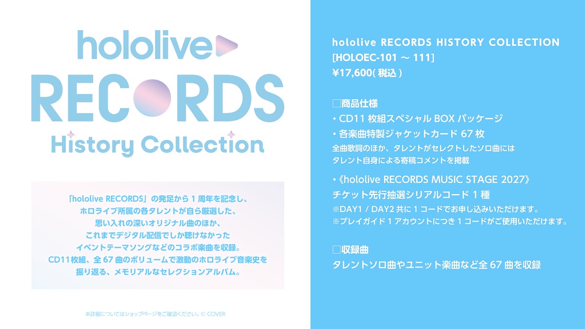 hololive RECORDS HISTORY COLLECTION album product information